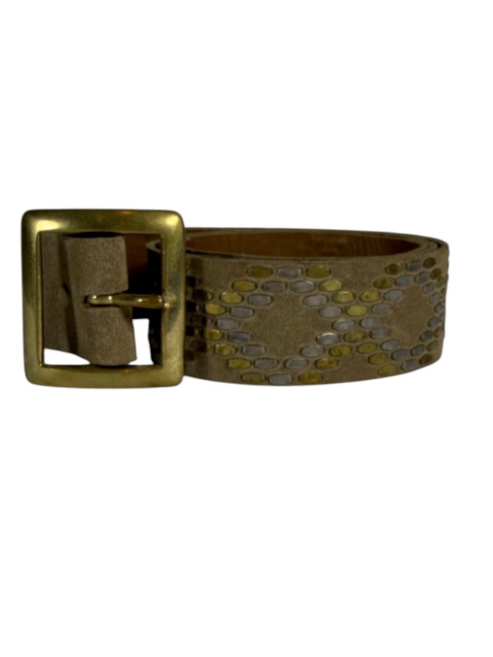 CALLEEN CORDERO Studded Suede Belt in Taupe Size 34